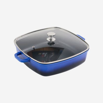 AluChef Shallow Square Casserole 28 cm - Blue