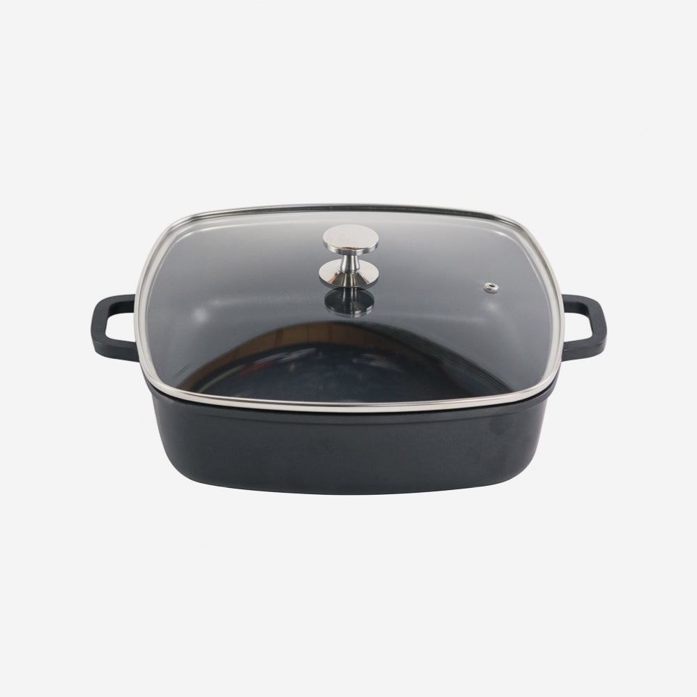 AluChef Shallow Square Casserole 28 cm - Black