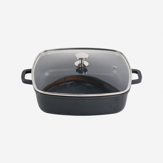 AluChef Shallow Square Casserole 28 cm - Black