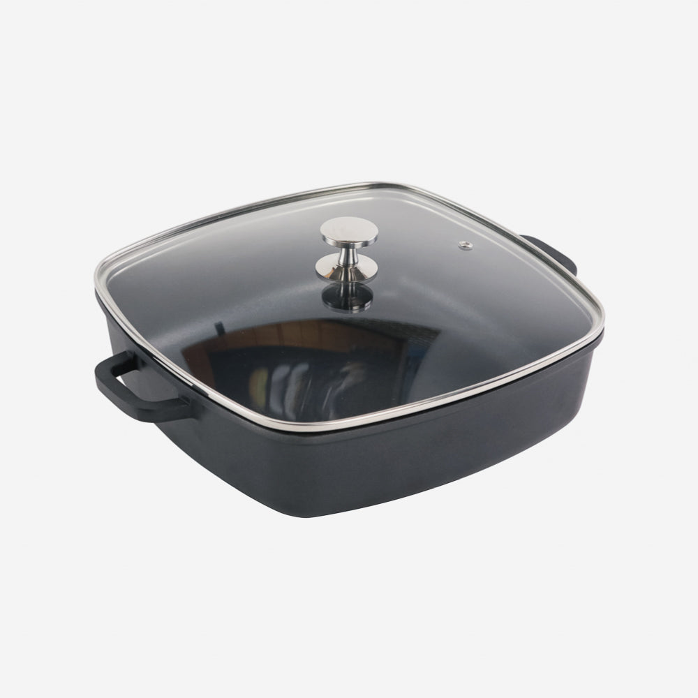 AluChef Shallow Square Casserole 28 cm - Black