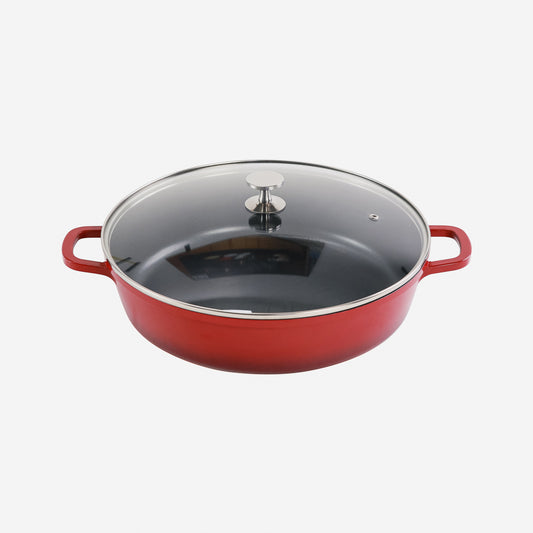 AluChef Shallow Round Casserole 32 cm - Red