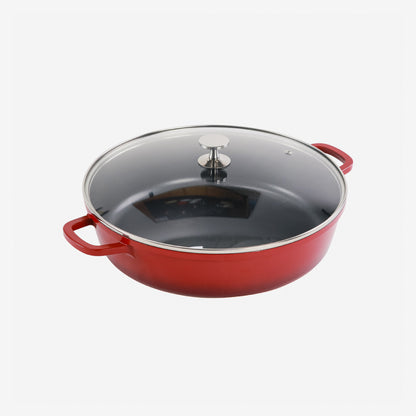 AluChef Shallow Round Casserole 32 cm - Red