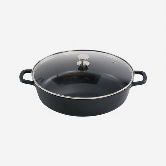 AluChef Shallow Round Casserole 32 cm - Black
